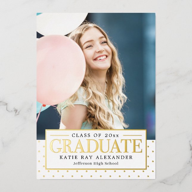 Stylish Tag Foil Graduation Announce Invitation Foil Invitation (Front)