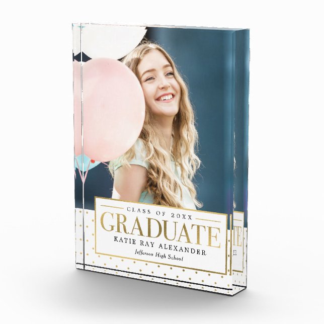Stylish Tag Graduation Keepsake Photo Block (Right)