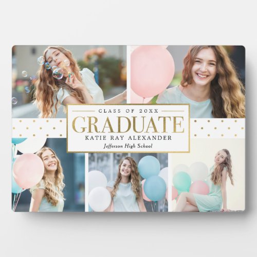 Stylish Tag Graduation Photo Gift Desktop Plaque