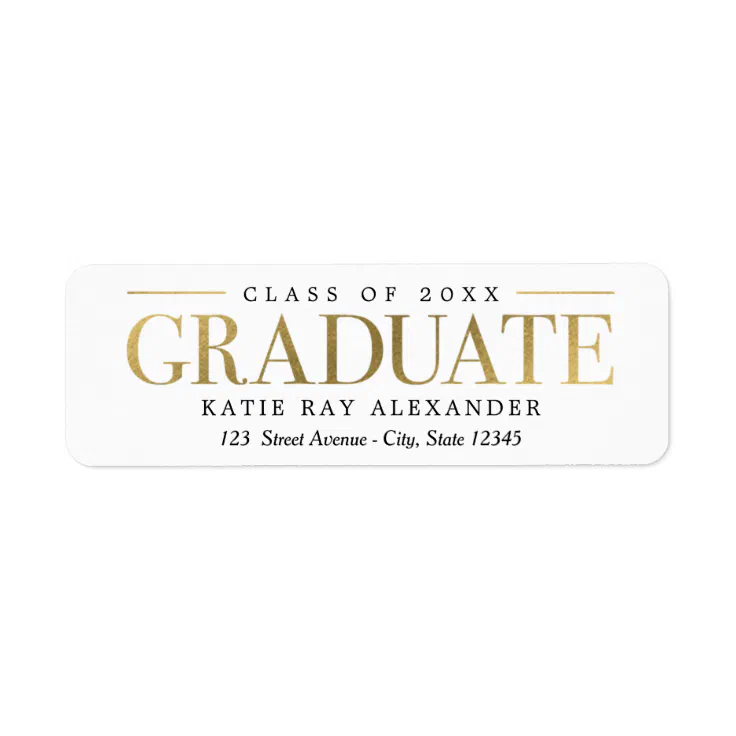 Stylish Tag Graduation Return Address Label | Zazzle