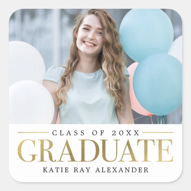 Stylish Tag Graduation Stickers or Envelope Seals (Front)