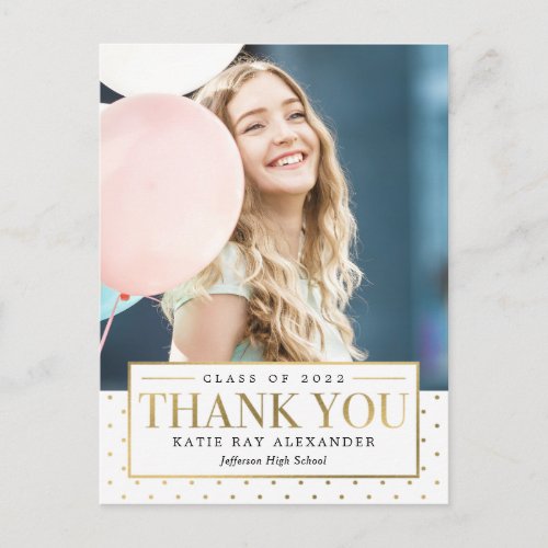 Stylish Tag Modern Graduation Thank You Postcard