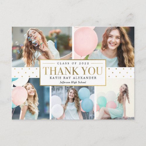 Stylish Tag Photo Graduation Thank You Card