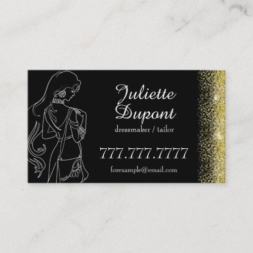 Stylish Tailor Dressmaker black Business Card