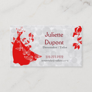 Stylish Tailor Dressmaker tailor salon red Business Card