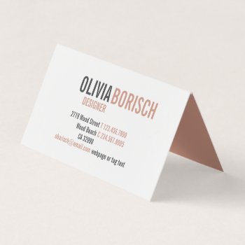 Stylish Tan Beige Brown White Contemporary Folded Business Card by pinkpinetree at Zazzle