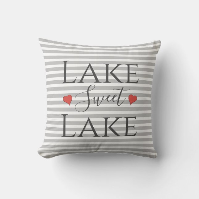 Stylish Tan Lake Sweet Lake Quote Decorative Throw Pillow (Front)