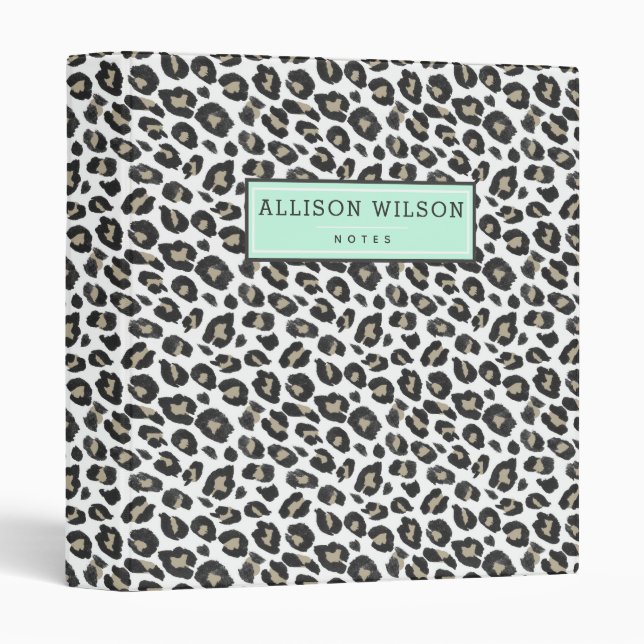 Stylish Tan Leopard Print 3 Ring Binder (Front/Spine)