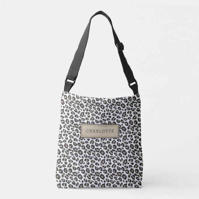Stylish Tan Leopard Print Crossbody Bag (Front)