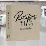 Stylish Tan Linen Look Family Personalized Recipe 3 Ring Binder<br><div class="desc">Make your own custom recipe binder. Personalize this design with your own text. You can further customize this design by selecting the "customize further" link if desired.</div>