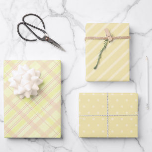 Stylish Tartan in Beige And Yellow Pastel Tones Wrapping Paper Sheets