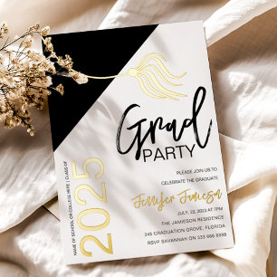 Stylish Tassel Graduation Foil Invitation