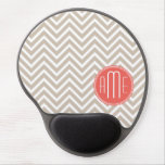 Stylish Taupe And Coral Custom Monogram Gel Mouse Pad at Zazzle