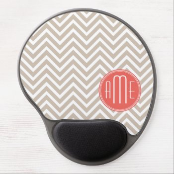 Stylish Taupe And Coral Custom Monogram Gel Mouse Pad by ZeraDesign at Zazzle