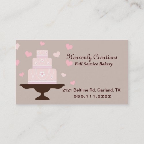 Stylish Taupe &amp; Pink Bakery Business Card