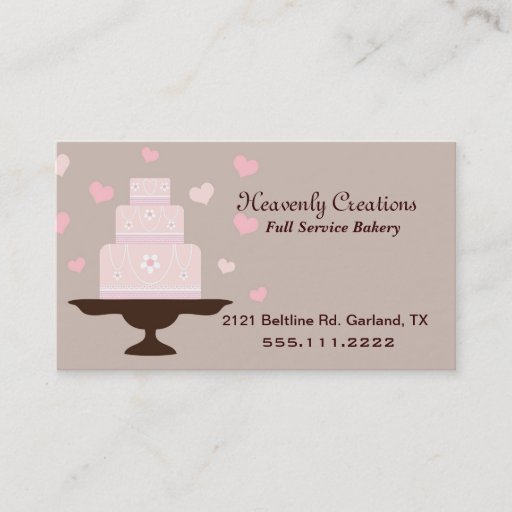 Customizable Stylish Taupe &amp; Pink Bakery Business Card