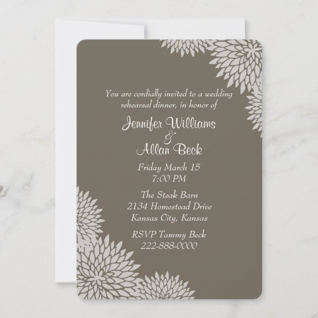 Stylish Taupe Wedding Rehearsal Dinner Invitation (Front)