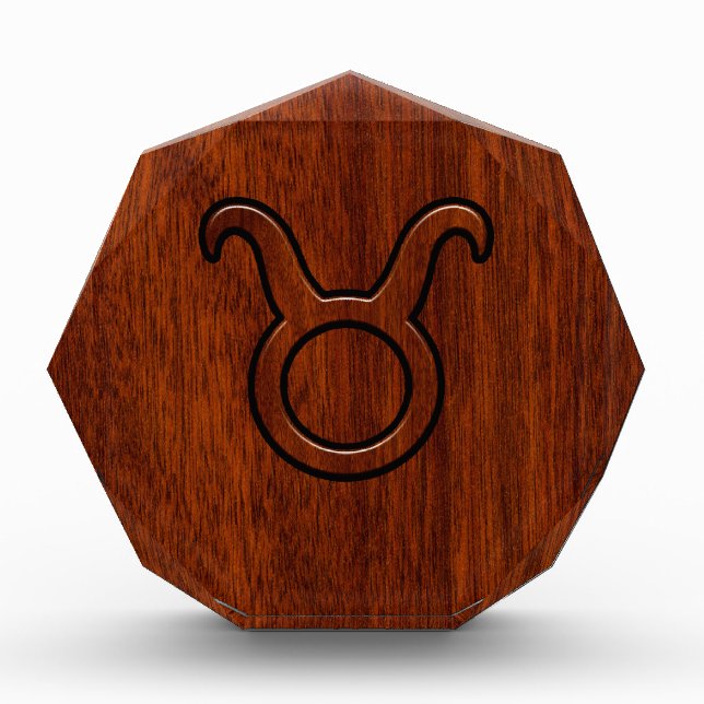Stylish Taurus Zodiac Sign on Mahogany like print Acrylic Award (Front)