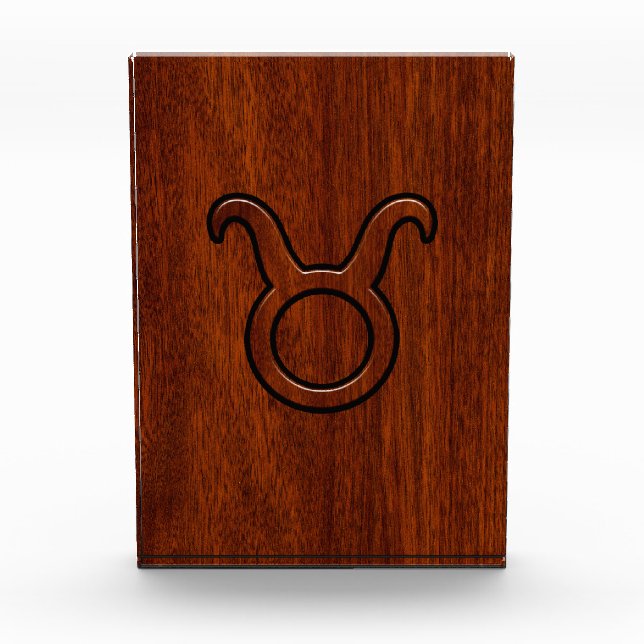 Stylish Taurus Zodiac Sign on Mahogany like print Award (Front)