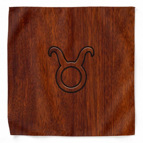 Stylish Taurus Zodiac Sign on Mahogany like print Bandana