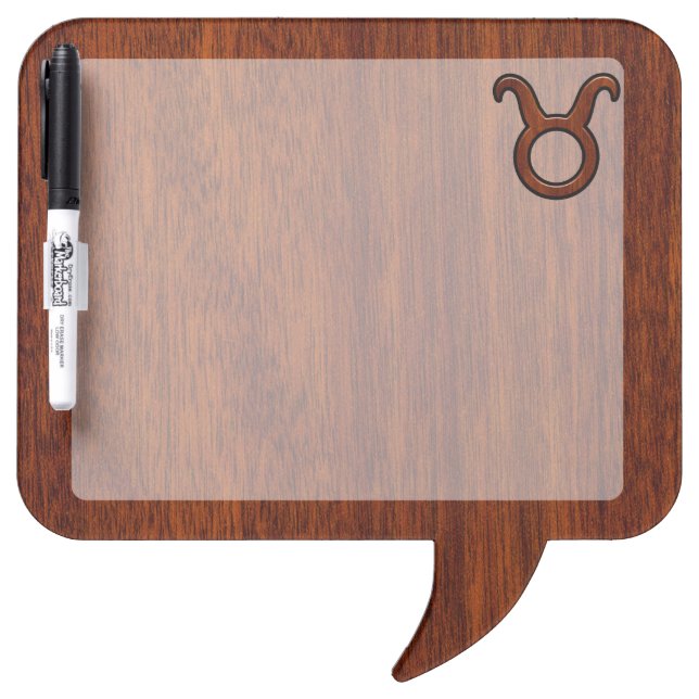 Stylish Taurus Zodiac Sign on Mahogany like print Dry-Erase Board (Front)
