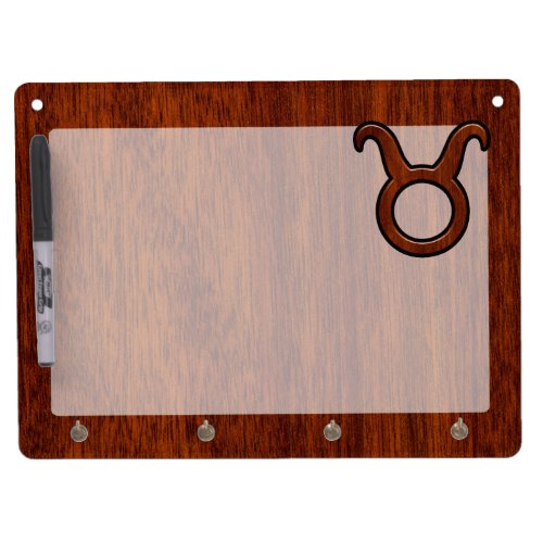 Stylish Taurus Zodiac Sign on Mahogany like print Dry Erase Board With Keychain Holder