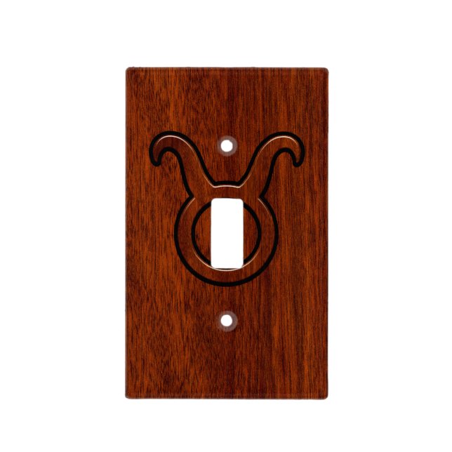 Stylish Taurus Zodiac Sign on Mahogany like print Light Switch Cover (Front)