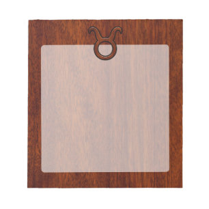Stylish Taurus Zodiac Sign on Mahogany like print Notepad