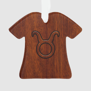 Stylish Taurus Zodiac Sign on Mahogany like print Ornament