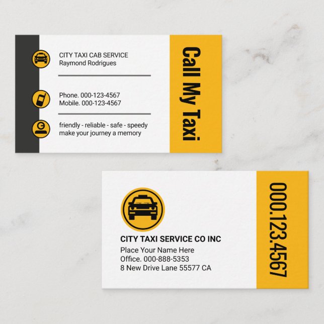 Stylish Taxi Buttons Cab Driver Business Card (Front/Back)