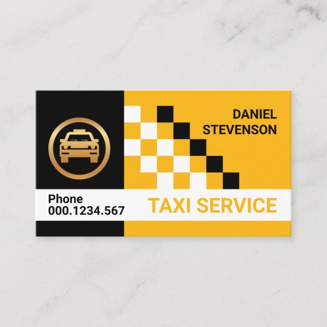 Stylish Taxi Check Box Private Transport Driver Business Card (Front)