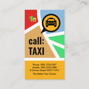 Stylish Taxi Map Routes Business Card