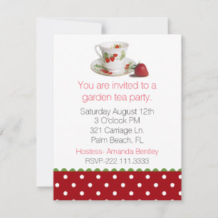 Stylish Tea Cup and Polka Dot Tea Party Invitation