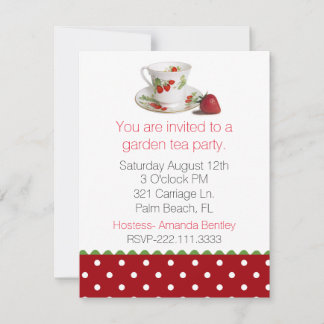 Stylish Tea Cup and Polka Dot Tea Party Invitation