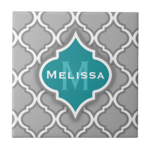 Stylish Teal and Gray Moroccan Tile Pattern