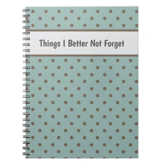 Stylish, Teal Background With Brown Polka Dot Notebook