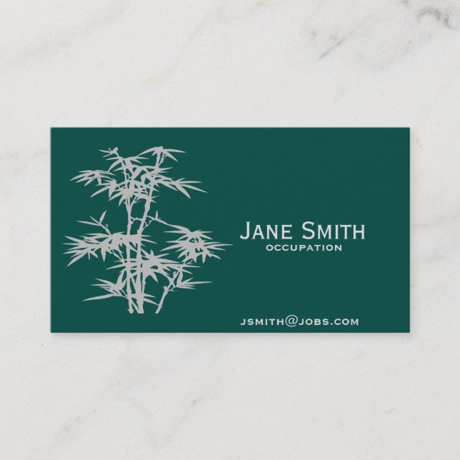 Stylish teal bamboo zen professional business card (Front)