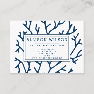Stylish Teal Blue Coral Pattern - Ocean Theme Business Card