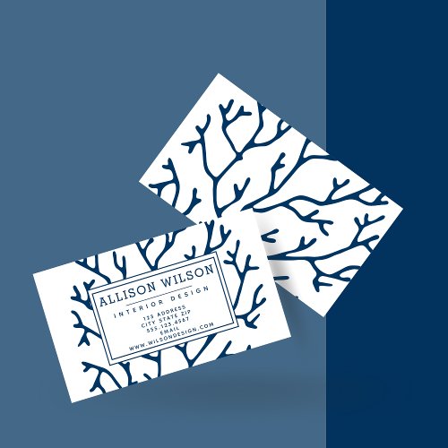 Stylish Teal Blue Coral Pattern _ Ocean Theme Business Card