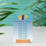Stylish Teal Blue Glitter &amp; Balloons Table Number  Holder