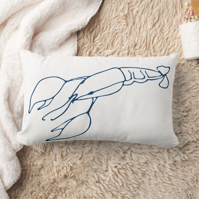 Stylish Teal Blue Lobster - Nautical / Ocean Theme Lumbar Pillow (Blanket)