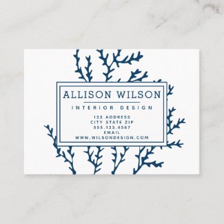 Stylish Teal Blue Seaweed Pattern - Ocean Theme Business Card