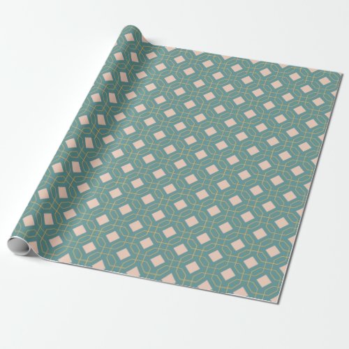 Stylish Teal Blush Mid Century Modern Pattern Wrapping Paper