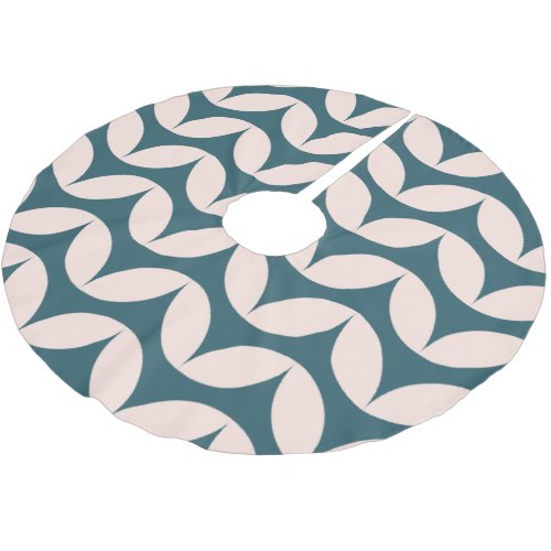 Stylish Teal Blush Modern Geometric Shapes Pattern Brushed Polyester Tree Skirt