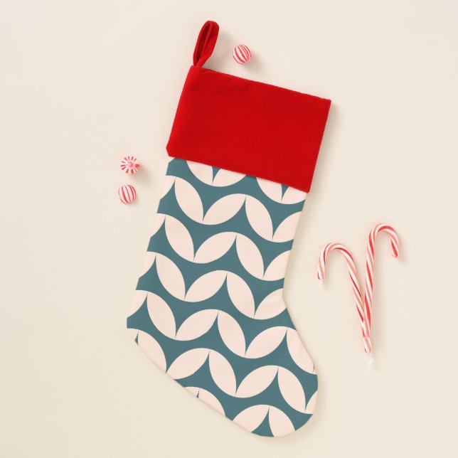 Stylish Teal Blush Modern Geometric Shapes Pattern Christmas Stocking (Front)