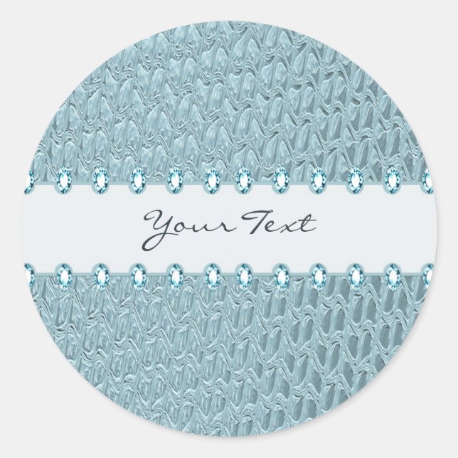 Stylish Teal Decorative Classic Round Sticker (Front)