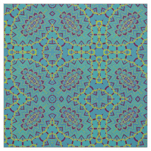 Stylish Teal Decorative Elegant Geometric Pattern Fabric