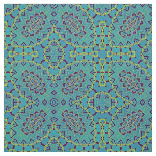 Stylish Teal Decorative Elegant Geometric Pattern Fabric