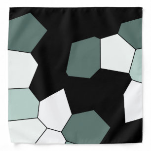 Stylish Teal Green Black White Pattern Bandana