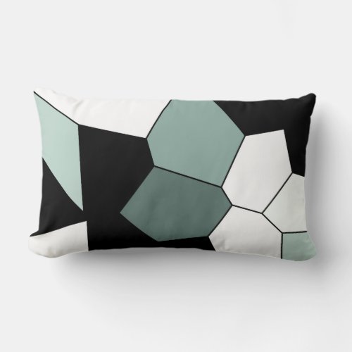 Stylish Teal Green Black White Pattern Lumbar Pillow